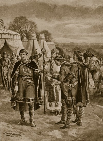 Guillaume offert la couronne à Berkhampstead, 1066, illustration de 